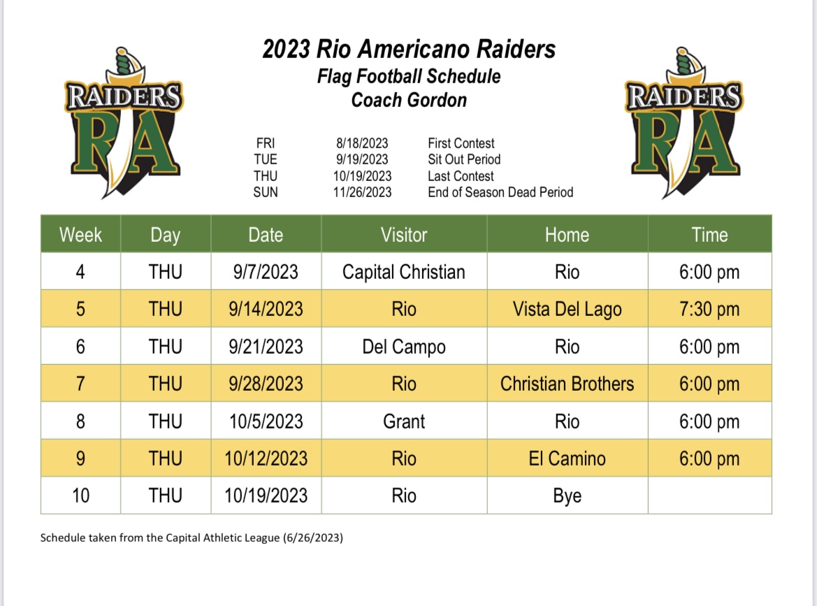 Flag Football Rio Americano Athletic Boosters